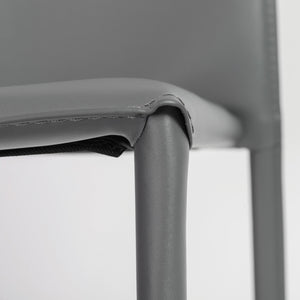 Homeroots Set Of Two Gray Upholstered Leather Dining Side Chairs  Metal 400657