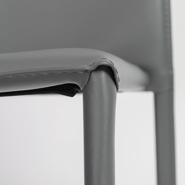 Homeroots Set Of Two Gray Upholstered Leather Dining Side Chairs  Metal 400657