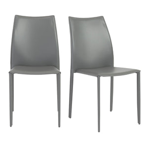 Homeroots Set Of Two Gray Upholstered Leather Dining Side Chairs  Metal 400657