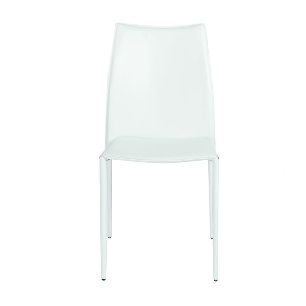 Homeroots Set Of Two Premium All White Stacking Dining Chairs  Metal 400658