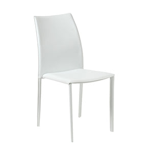 Homeroots Set Of Two Premium All White Stacking Dining Chairs  Metal 400658