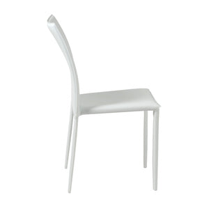 Homeroots Set Of Two Premium All White Stacking Dining Chairs  Metal 400658