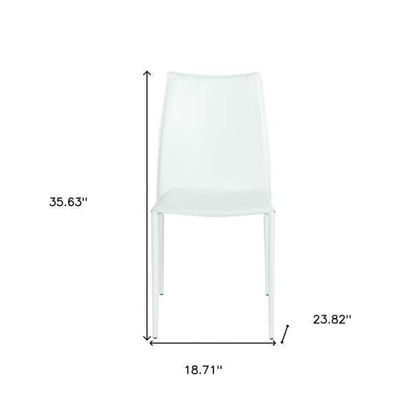 Homeroots Set Of Two Premium All White Stacking Dining Chairs  Metal 400658