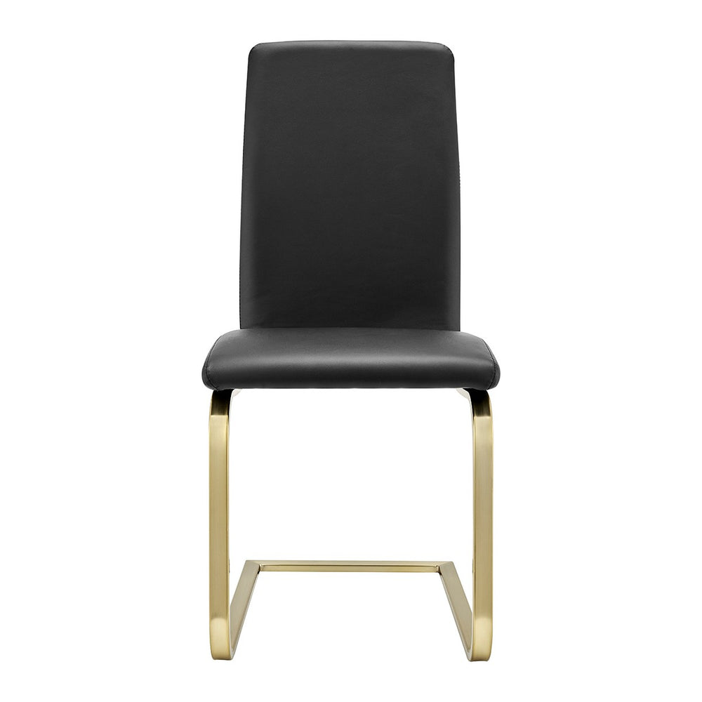 Homeroots Set Of Two Mod Black And Gold Dining Chairs  Metal 400660