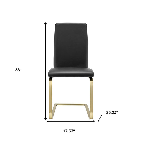 Homeroots Set Of Two Mod Black And Gold Dining Chairs  Metal 400660