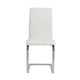 Homeroots Set Of Two Mod White And Silver Dining Chairs  Metal 400663