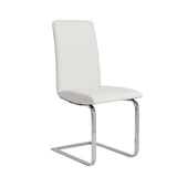 Homeroots Set Of Two Mod White And Silver Dining Chairs  Metal 400663