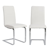 Homeroots Set Of Two Mod White And Silver Dining Chairs  Metal 400663