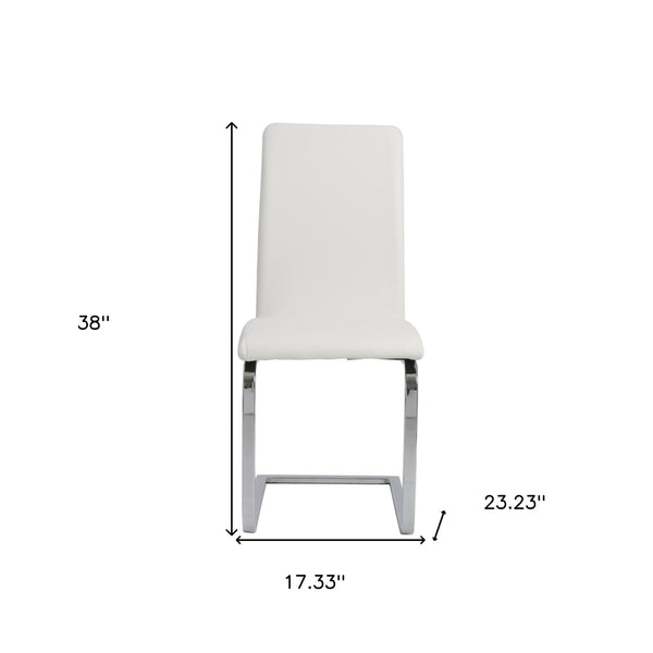 Homeroots Set Of Two Mod White And Silver Dining Chairs  Metal 400663