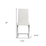 Homeroots Set Of Two Mod White And Silver Dining Chairs  Metal 400663