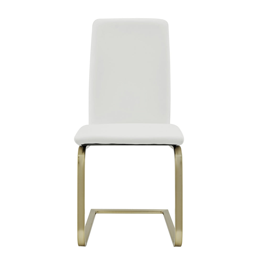 Homeroots Set Of Two Mod White And Gold Dining Chairs  Metal 400664