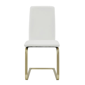 Homeroots Set Of Two Mod White And Gold Dining Chairs  Metal 400664