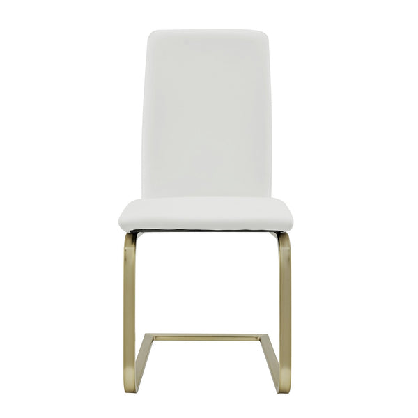 Homeroots Set Of Two Mod White And Gold Dining Chairs  Metal 400664