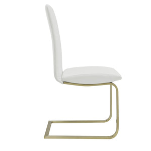Homeroots Set Of Two Mod White And Gold Dining Chairs  Metal 400664