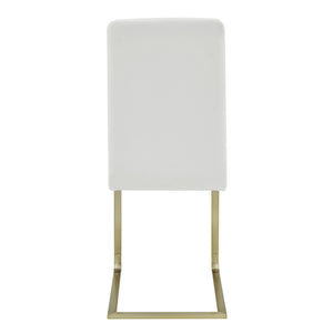 Homeroots Set Of Two Mod White And Gold Dining Chairs  Metal 400664