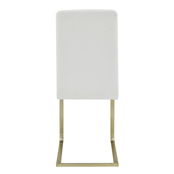 Homeroots Set Of Two Mod White And Gold Dining Chairs  Metal 400664