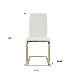 Homeroots Set Of Two Mod White And Gold Dining Chairs  Metal 400664