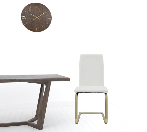 Homeroots Set Of Two Mod White And Gold Dining Chairs  Metal 400664