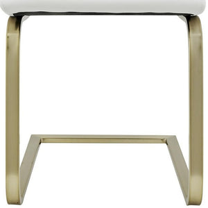 HomeRoots Set of Two Elegant White and Gold Upholstered Side Chairs for Modern Dining and Versatile Spaces 400664