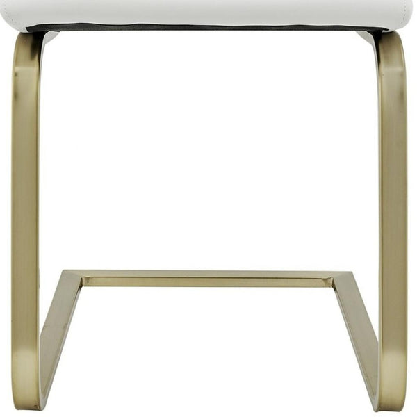 HomeRoots Set of Two Elegant White and Gold Upholstered Side Chairs for Modern Dining and Versatile Spaces 400664