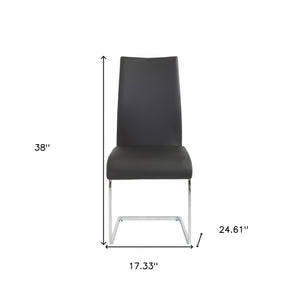 Homeroots Set Of Four Black Faux Faux Leather Long Back Cantilever Chairs  Metal 400665