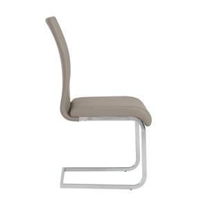 Homeroots Set Of Four Beige Faux Faux Leather Long Back Cantilever Chairs  Metal 400667