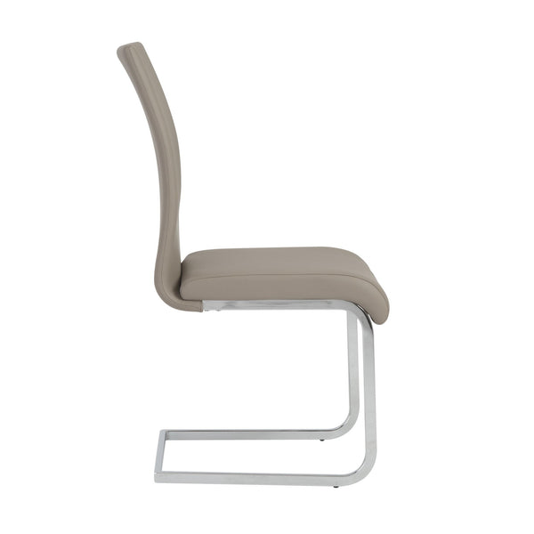 Homeroots Set Of Four Beige Faux Faux Leather Long Back Cantilever Chairs  Metal 400667