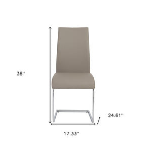 Homeroots Set Of Four Beige Faux Faux Leather Long Back Cantilever Chairs  Metal 400667