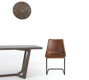 Homeroots Set Of Two Brown Faux Faux Leather Black Cantilever Chairs  Metal 400677