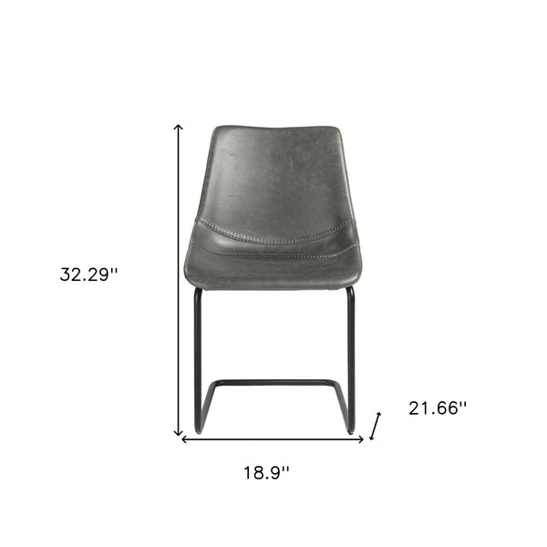 Homeroots Set Of Two Gray Faux Faux Leather Black Cantilever Chairs  Metal 400678
