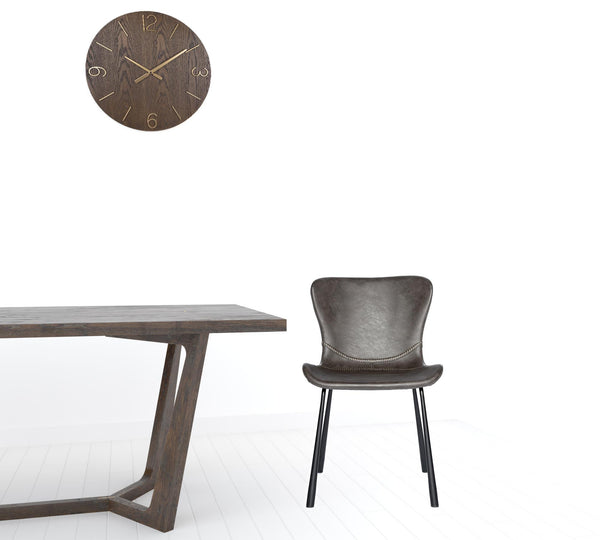 Homeroots Set Of Two Dark Gray Faux Faux Leather Side Chairs  Metal 400682