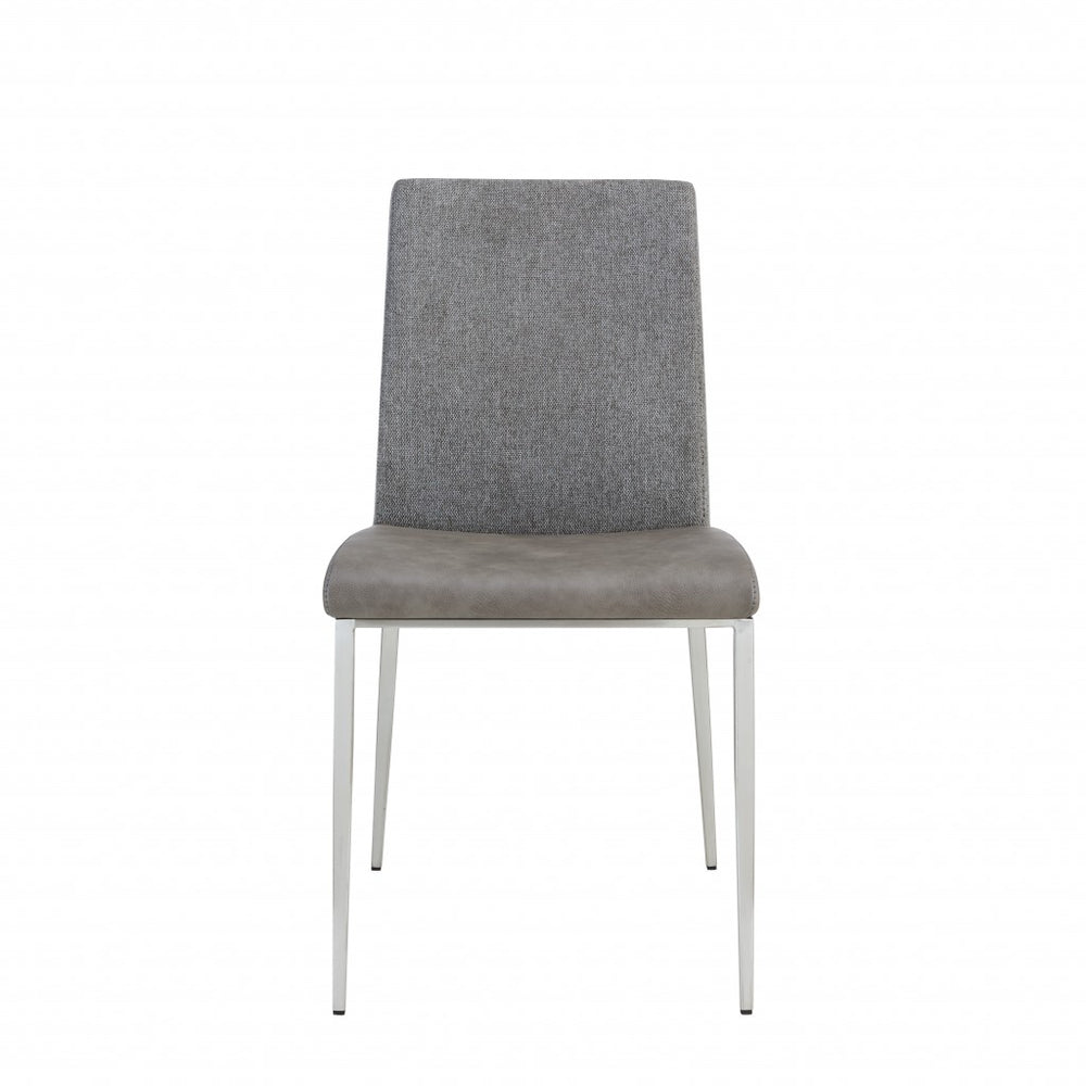 Homeroots Set Of Two Light Brown And Gray Stainless Steel Chairs  Metal 400684