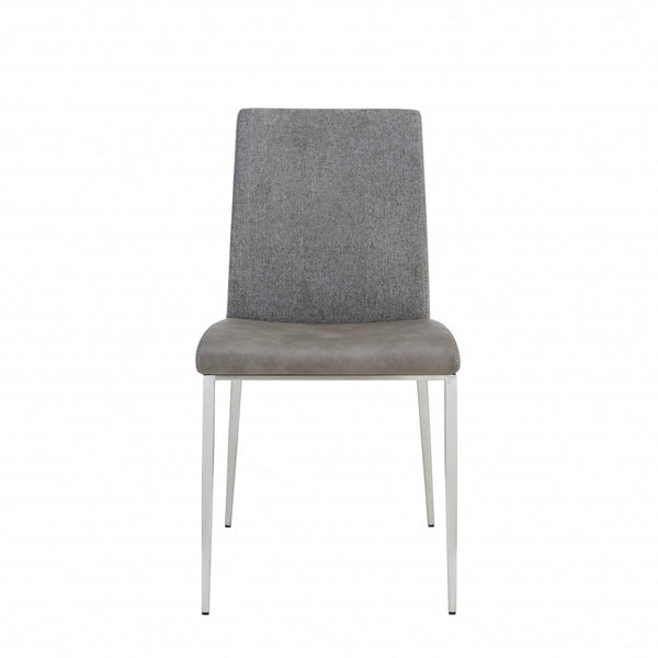 Homeroots Set Of Two Light Brown And Gray Stainless Steel Chairs  Metal 400684