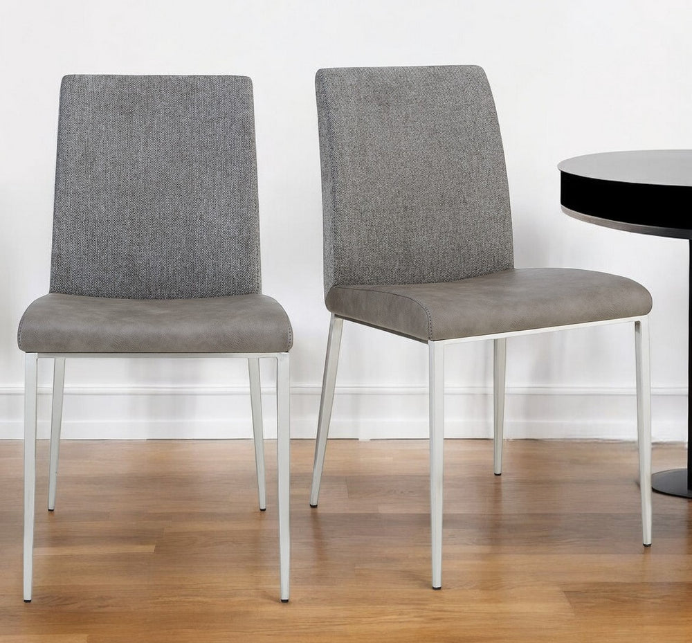 Homeroots Set Of Two Light Brown And Gray Stainless Steel Chairs  Metal 400684