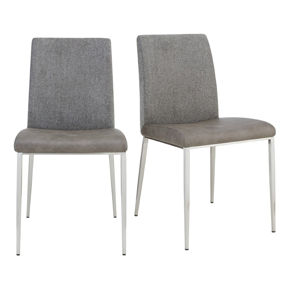HomeRoots Set of Two Modern Light Brown & Gray Stainless Steel Chairs for Versatile Home & Office Use 400684