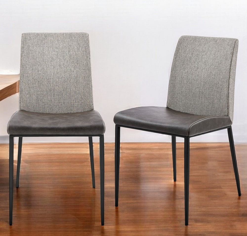 Homeroots Set Of Two Gray And Black Upholstered Fabric Dining Side Chairs  Metal 400686