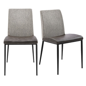 Homeroots Set Of Two Gray And Black Upholstered Fabric Dining Side Chairs  Metal 400686