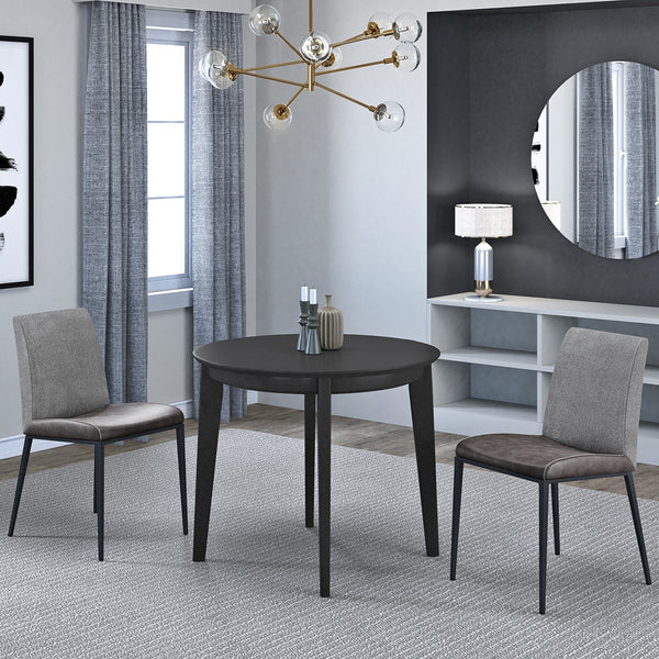 Homeroots Set Of Two Gray And Black Upholstered Fabric Dining Side Chairs  Metal 400686