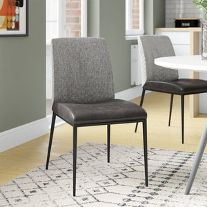 Homeroots Set Of Two Gray And Black Upholstered Fabric Dining Side Chairs  Metal 400686