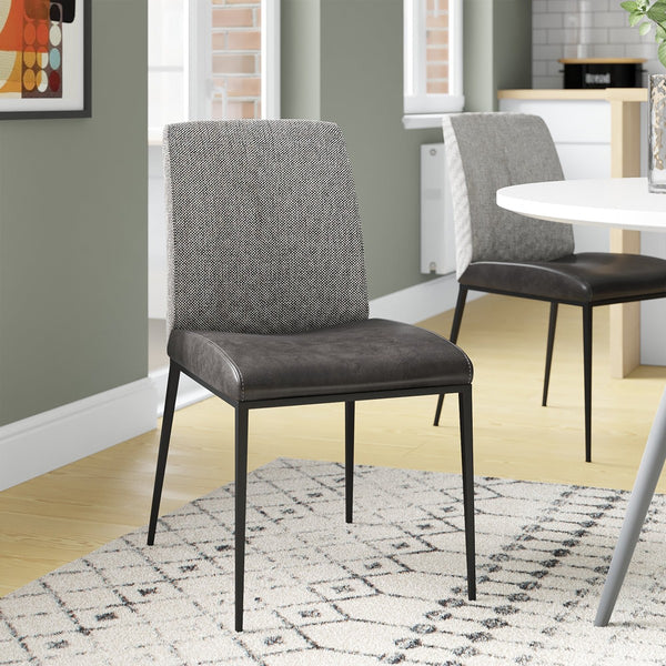 Homeroots Set Of Two Gray And Black Upholstered Fabric Dining Side Chairs  Metal 400686