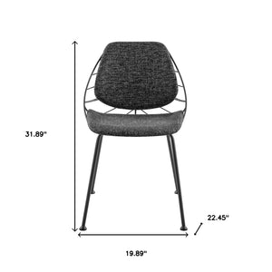 Homeroots Set Of Two Leaf Dark Gray Fabric And Black Dining Chairs  Metal 400688