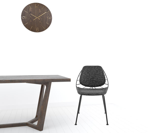 Homeroots Set Of Two Leaf Dark Gray Fabric And Black Dining Chairs  Metal 400688