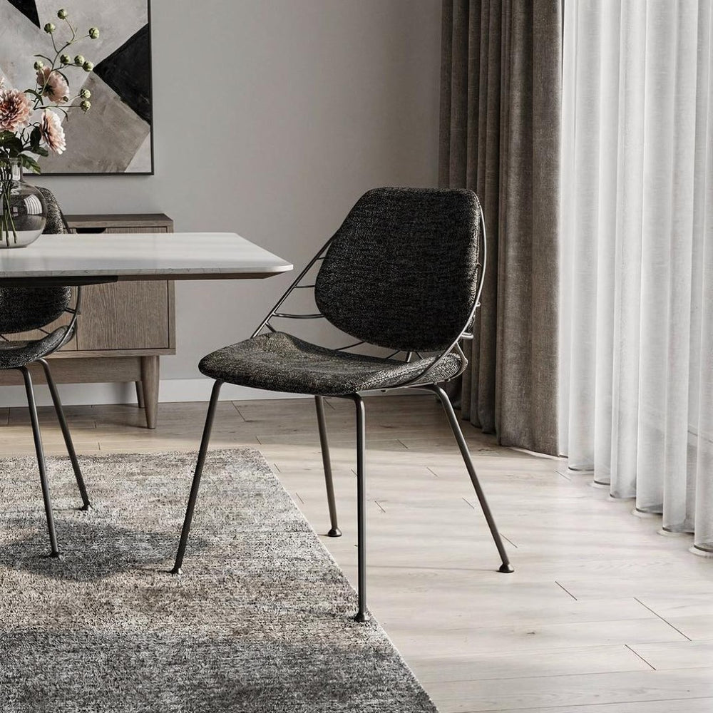 HomeRoots Set of Two Stylish Black Upholstered Dining Chairs – Modern Comfort for Any Space or Occasion 400688