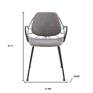 Homeroots Set Of Two Leaf Light Gray Fabric And Black Dining Armchairs  Metal 400691