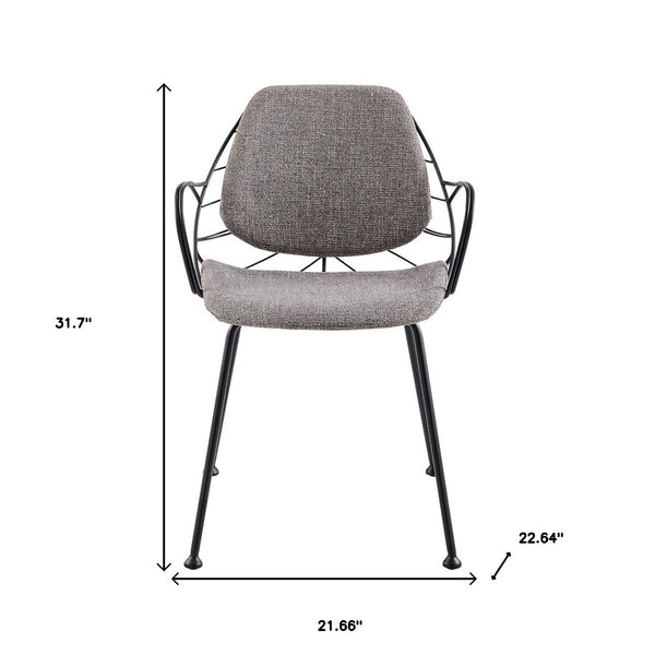 Homeroots Set Of Two Leaf Light Gray Fabric And Black Dining Armchairs  Metal 400691