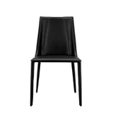 Sleek All Black Faux Leather Dining & Side Chair - Modern Design, Comfort, Versatile Home Decor