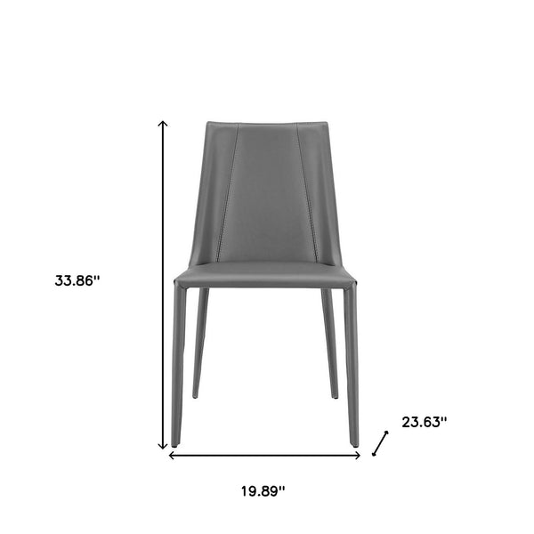 Homeroots Gray Upholstered Leather Dining Side Chair  Metal 400696