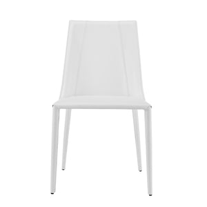 Homeroots Sleek All White Faux Leather Dining Or Side Chair  Metal 400697