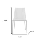 Homeroots Sleek All White Faux Leather Dining Or Side Chair  Metal 400697