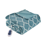 Beautyrest Heated Ogee Casual Throw BR54-0778 Teal